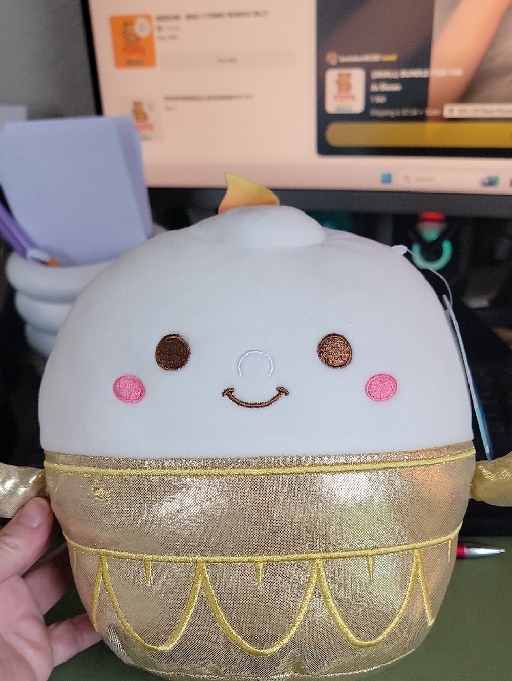 Disney Lumiere Plush Cup Character in White, Pink, Gold